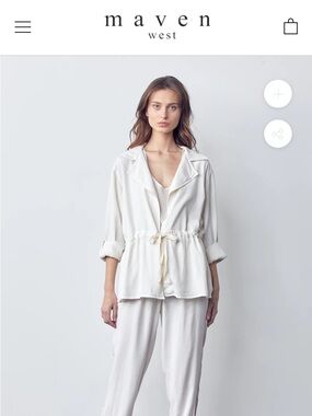 Maven West Off-White Tie Front Drawstring Jacket M